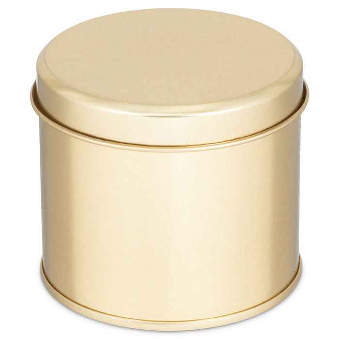 Haute, Boîte métallique ronde à soudure latérale disponible en or ou argent