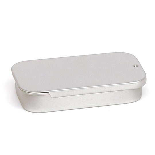 Boîte métallique rectangulaire argentée avec couvercle coulissant
