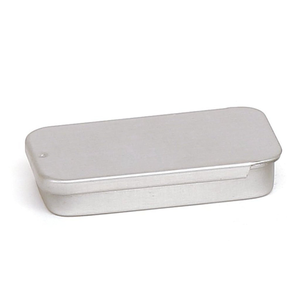 Boîte métallique rectangulaire argentée avec couvercle coulissant