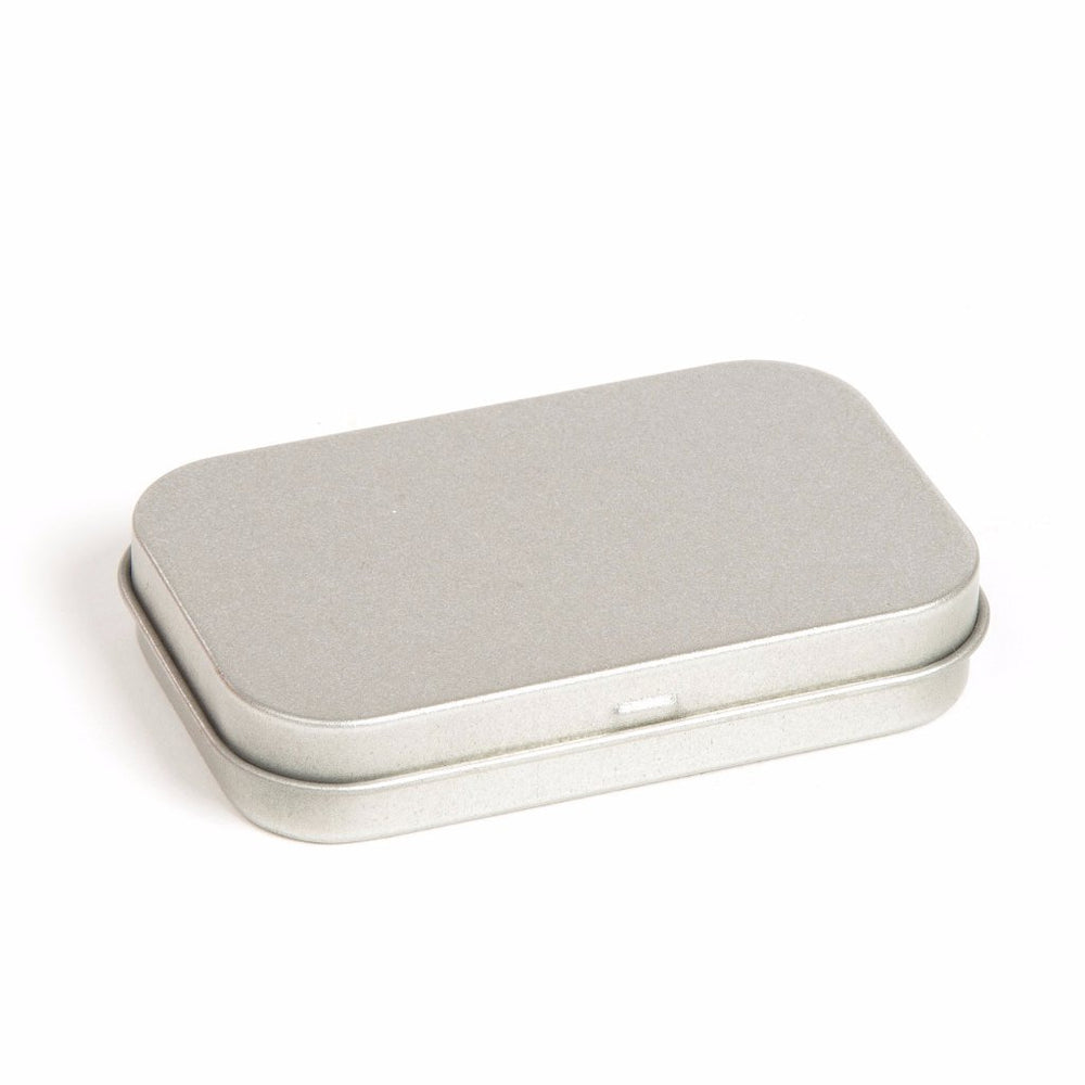 Boîtes métalliques rectangulaires argentées pour articles de papeterie avec couvercle à charnières
