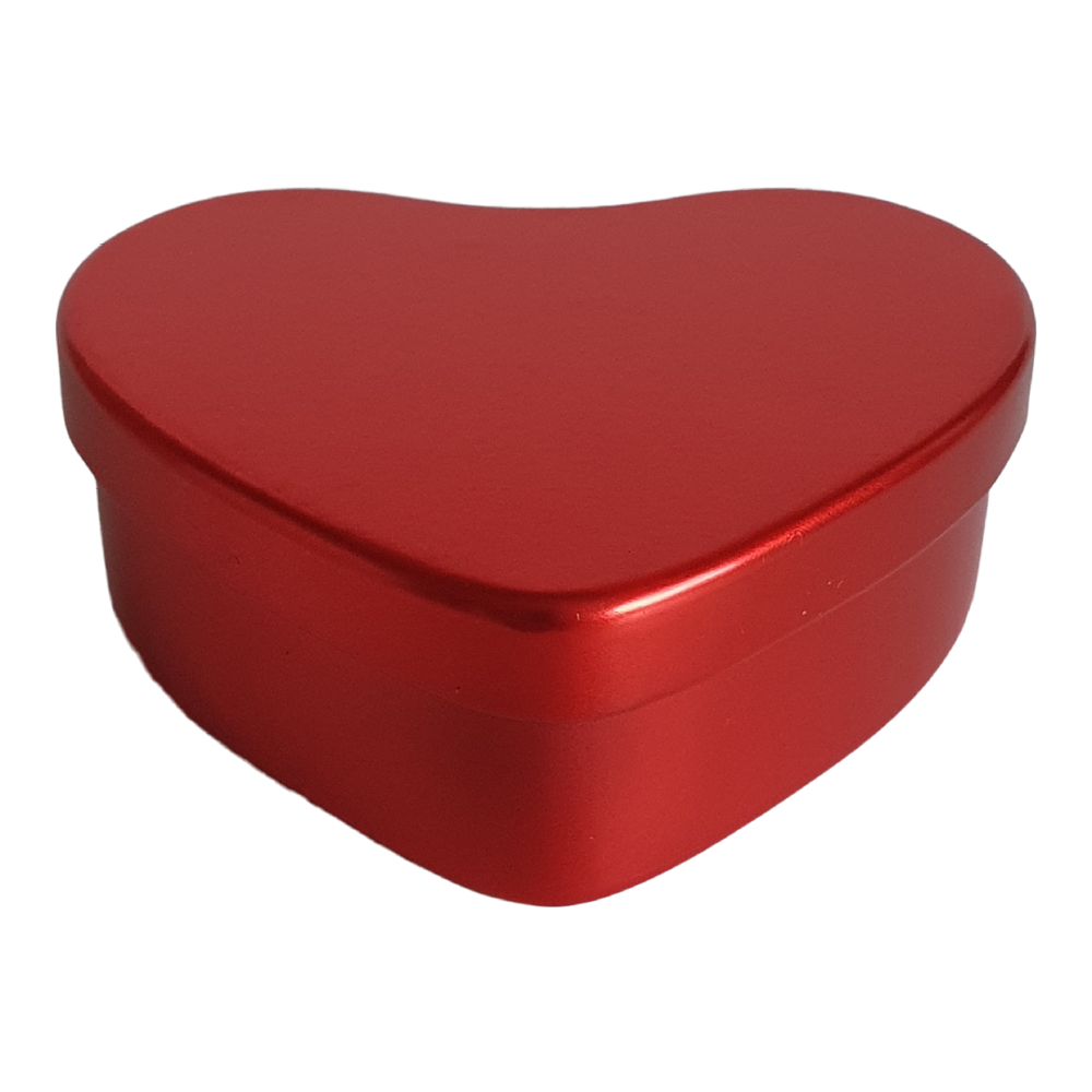 Boîtes métalliques en forme de cœur rouge