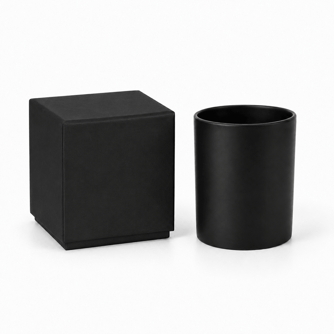 Pot en verre pour bougie (transparent & noir)
