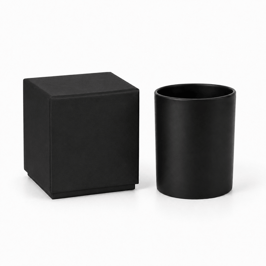 Pot en verre pour bougie (transparent & noir)