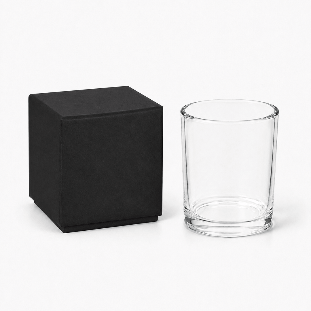 Pot en verre pour bougie (transparent & noir)