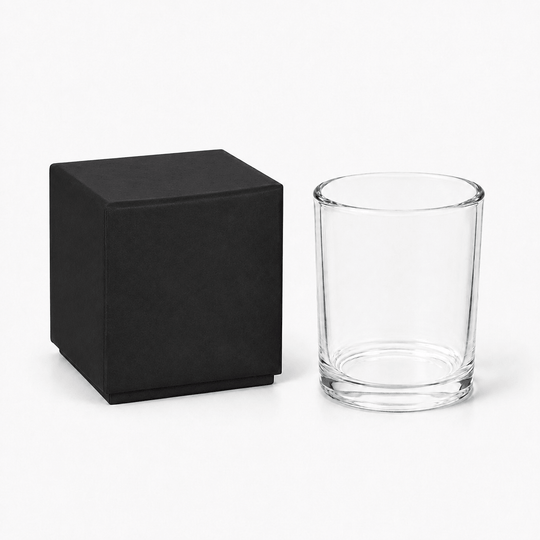 Pot en verre pour bougie (transparent & noir)
