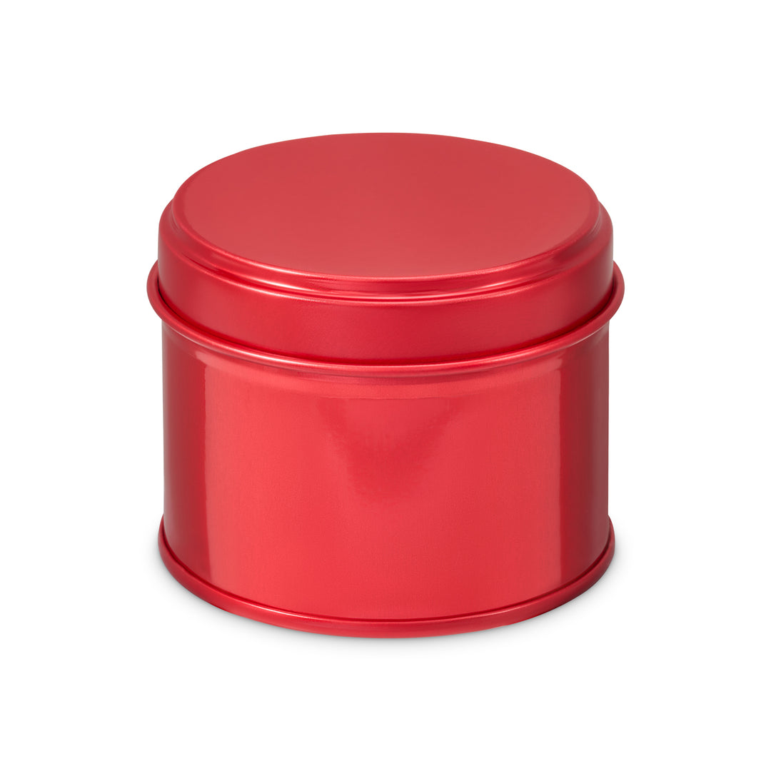 Boîte métallique ronde à soudure latérale rouge