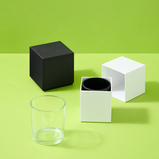 Pot en verre pour bougie (transparent & noir)
