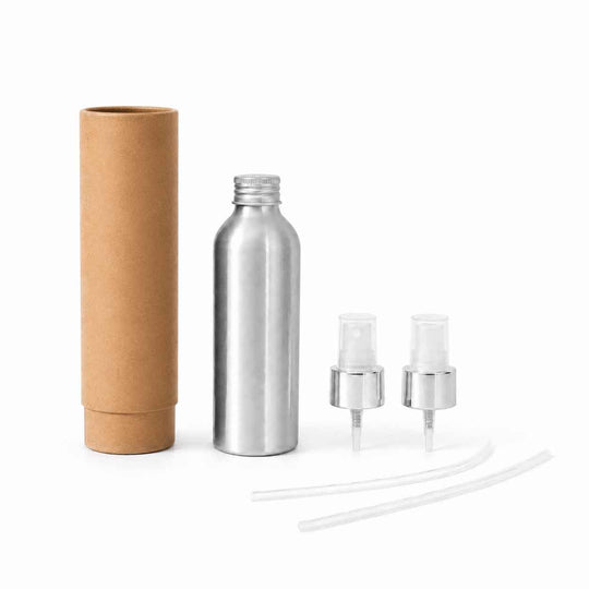 Bouteilles en aluminium à bouchon à vis avec pompe ou atomiseur en option