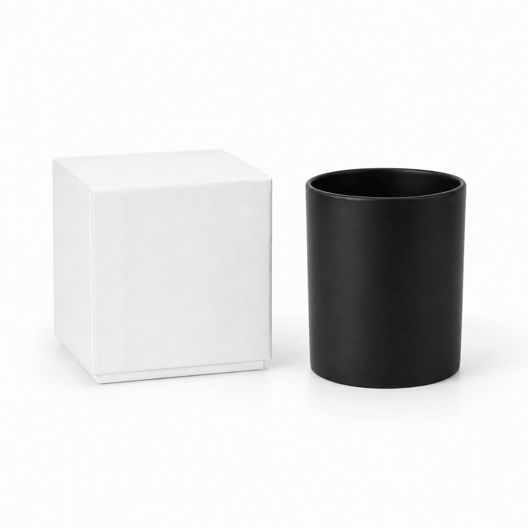 Pot en verre pour bougie (transparent & noir)