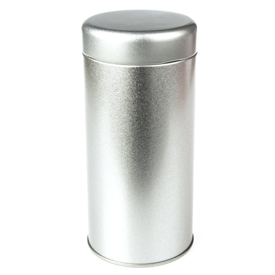 Boîte métallique ronde argentée avec couvercle à visser
