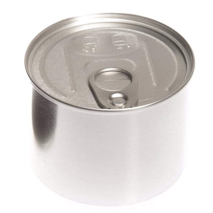 Boîte de conserve Pressitin ronde argentée, partie principale et base – Moyen modèle