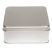 Boîte métallique argentée et carrée avec couvercle étagé