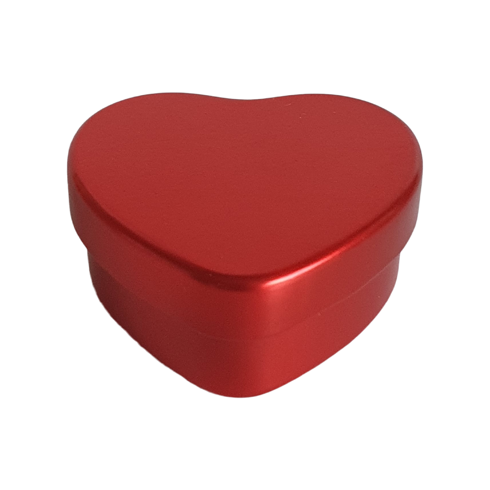 Boîtes métalliques en forme de cœur rouge